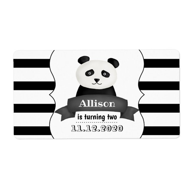 Panda Birthday Party Label (Front)