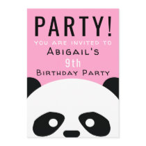 Panda Birthday Party Pink Girls Kawaii Invitation