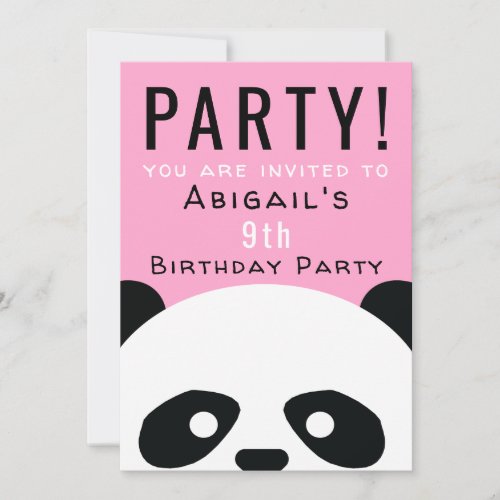 Panda Birthday Party Pink Girls Kawaii Invitation