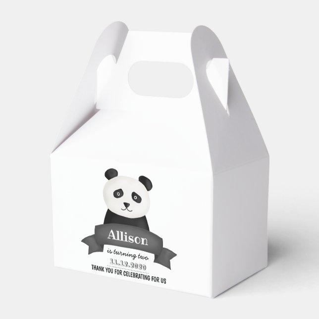 Panda Birthday Party | Thank You Favor Boxes (Front Side)