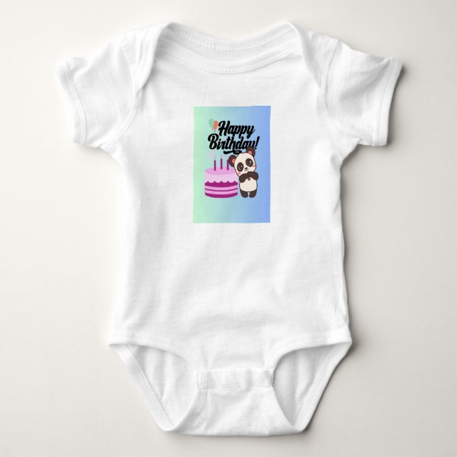 Panda Birthday Wishes Cute & Fun Baby T-Shirt Baby Bodysuit (Front)