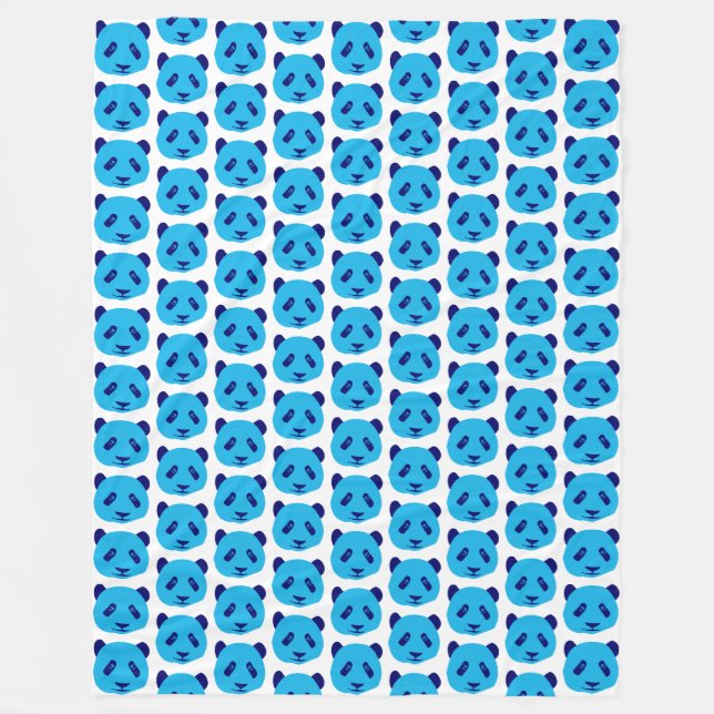 Panda Blue Pattern Fleece Blanket (Front)