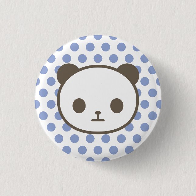 panda blue pinback button (Front)