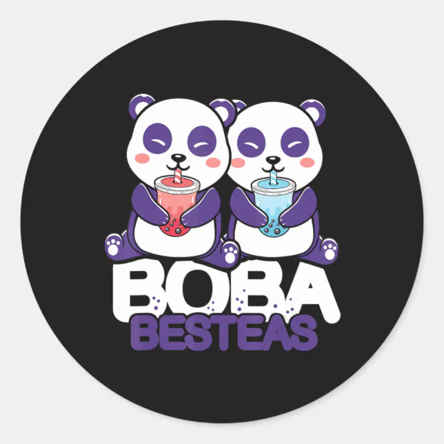 Panda Boba Bubble Tea Anime Kawaii Neko Girls Classic Round Sticker ...