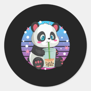 Panda Boba Tea Bubble Tea Anime Kawaii Neko Classic Round Sticker