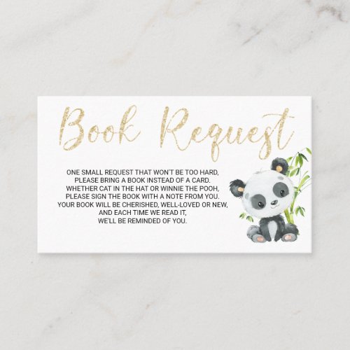 Panda Book Request Card for Baby Shower Birthday