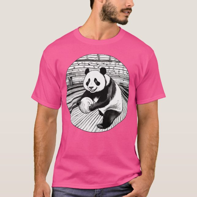 Panda Bowling Player Funny Bowler For Men T-Shirt (Front)