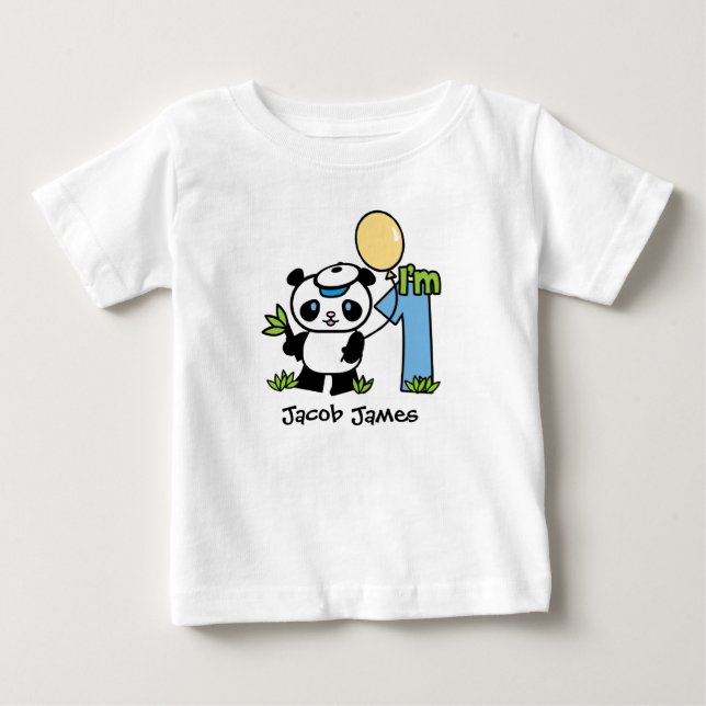 Panda Boy 1st Birthday Baby T-Shirt (Front)