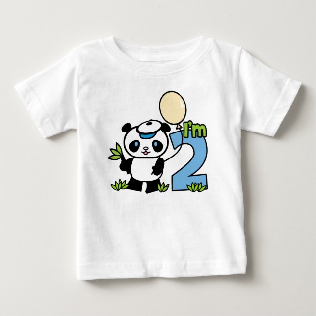 Panda Boy 2nd Birthday Baby T-Shirt (Front)