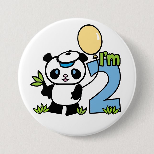 Panda Boy 2nd Birthday Pinback Button (Front)