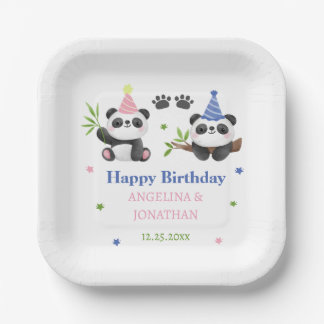 Panda Boy and Girl Joint Birthday  Paper Plates