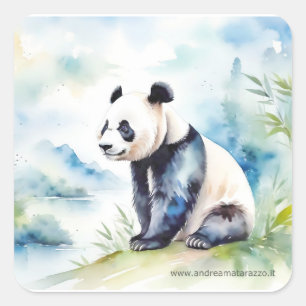 Panda brings good luck square sticker