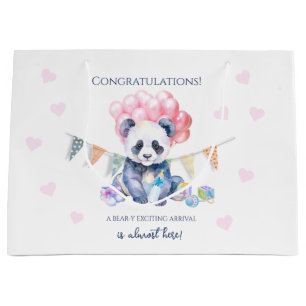 Panda bunting and balloons Baby Shower Large Gift Bag