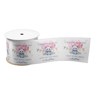 Panda bunting and balloons Baby Shower Satin Ribbon