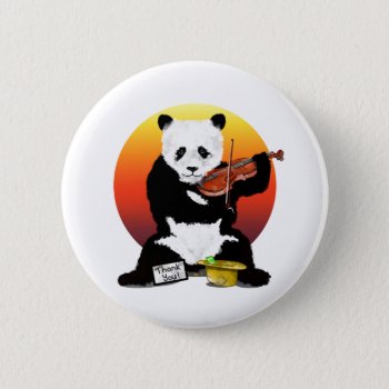 Panda Busking Playing A Violin Button by earlykirky at Zazzle