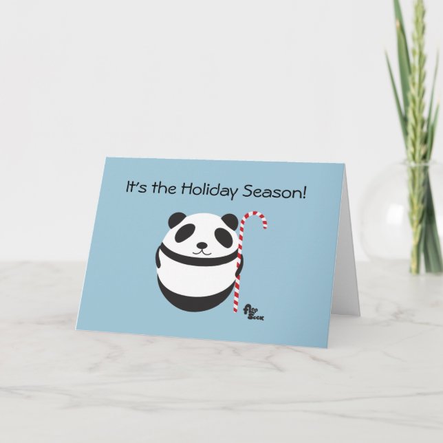 Panda Candy Cane Holiday Card (Front)