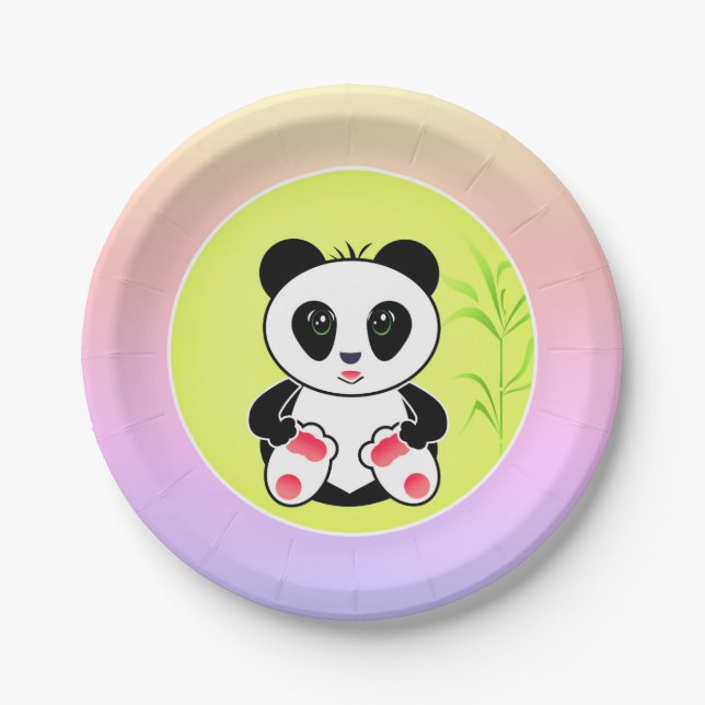 Panda, cartoon, children paper plates (Front)