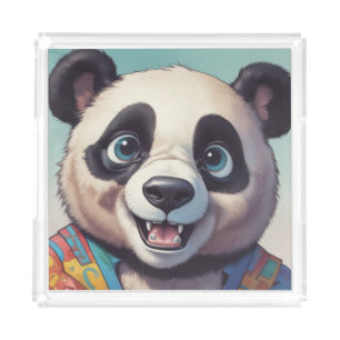 Panda Cartoon Drawing Art Acrylic Tray