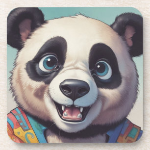 Panda Cartoon Drawing Art Beverage Coaster