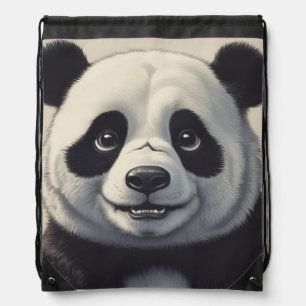 Panda Cartoon Drawing Art Drawstring Bag