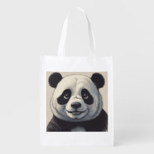 Panda Cartoon Drawing Art Grocery Bag