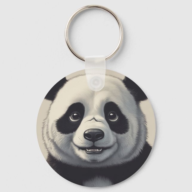 Panda Cartoon Drawing Art Keychain (Front)