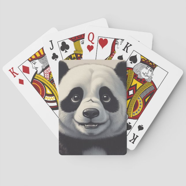 Panda Cartoon Drawing Art Poker Cards (Back)