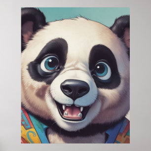 Panda Cartoon Drawing Art Poster