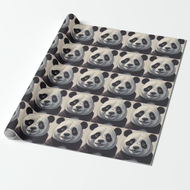 Panda Cartoon Drawing Art Wrapping Paper (Unrolled)