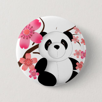 Panda Cherry Blossoms Pinback Button