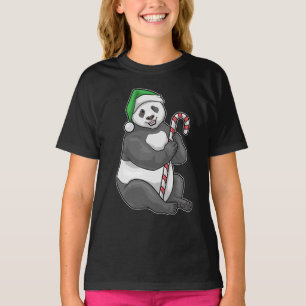 Panda Christmas Candy cane T-Shirt