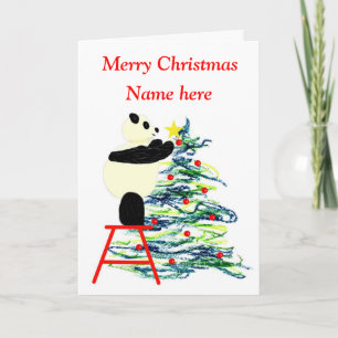 Panda Christmas Card, holiday card