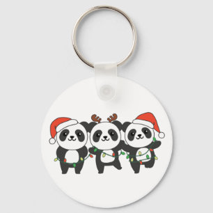 Panda Christmas Christmas Animals Cute Pandas Keyc Keychain