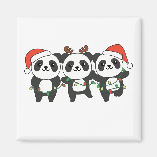 Panda Christmas Christmas Animals Cute Pandas Magn Magnet (Front)