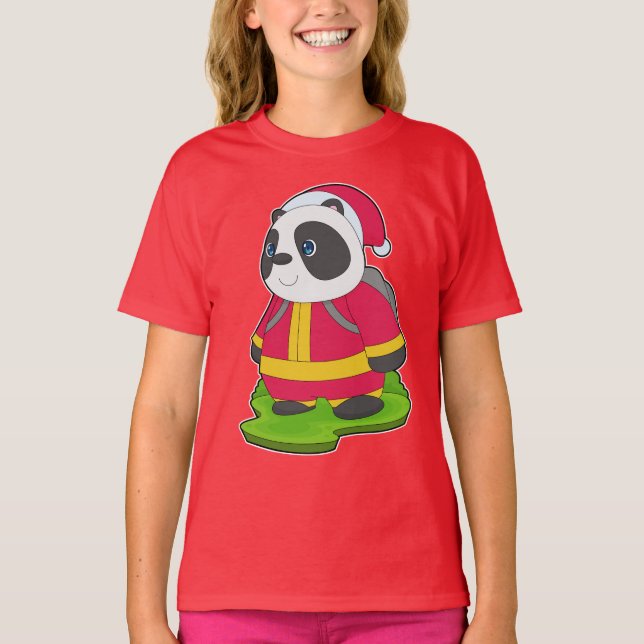 Panda Christmas Fire department T-Shirt (Front)