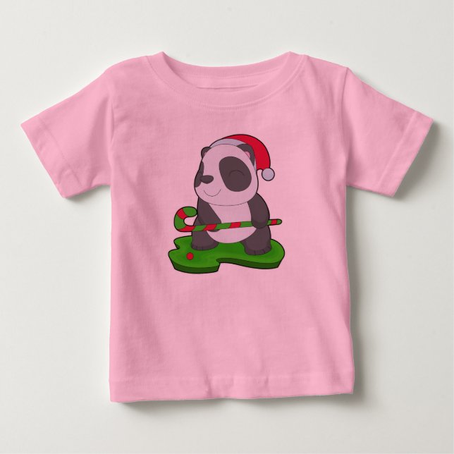 Panda Christmas Hockey Baby T-Shirt (Front)