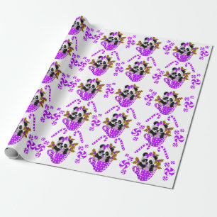 Panda Christmas Purple wrapping paper