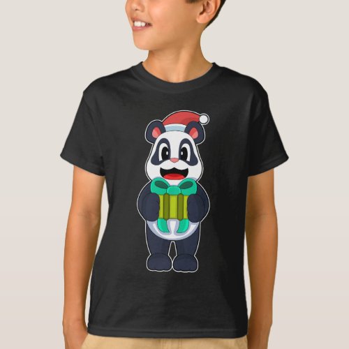 Panda Christmas Santa hat T_Shirt