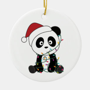 Panda Christmas Snow Winter Animals Pandas Adult C Ceramic Ornament