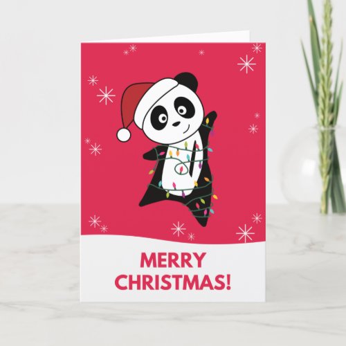 Panda Christmas Snow Winter Animals Pandas Adult C Holiday Card