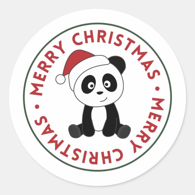 Panda Christmas Snow Winter Animals Pandas Classic Classic Round Sticker (Front)
