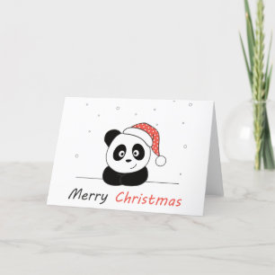 Panda Christmas Snow Winter Animals Pandas Holiday Card