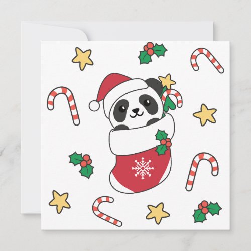 Panda Christmas Snow Winter Animals Pandas Holiday Card