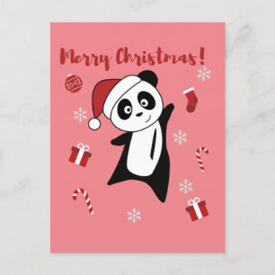 Panda Christmas Snow Winter Animals Pandas Holiday Postcard