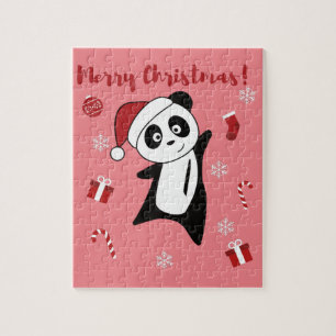 Panda Christmas Snow Winter Animals Pandas Jigsaw  Jigsaw Puzzle