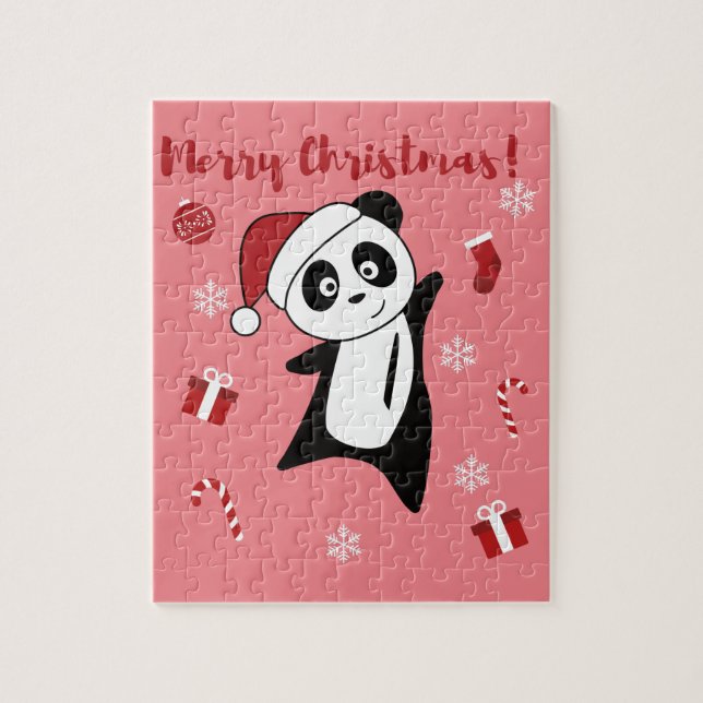 Panda Christmas Snow Winter Animals Pandas Jigsaw  Jigsaw Puzzle (Vertical)