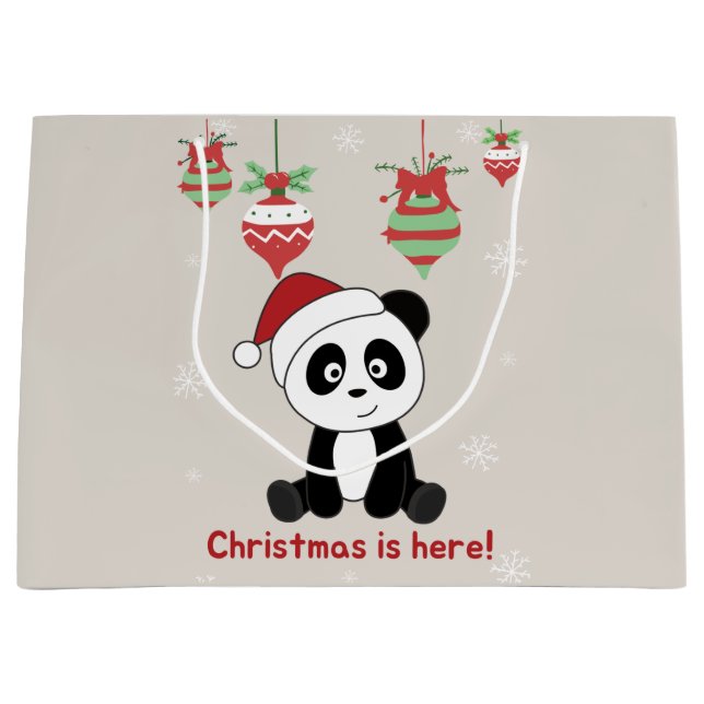Panda Christmas Snow Winter Animals Pandas Large G Gift Bag (Front)