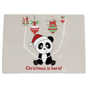Panda Christmas Snow Winter Animals Pandas Large G Large Gift Bag