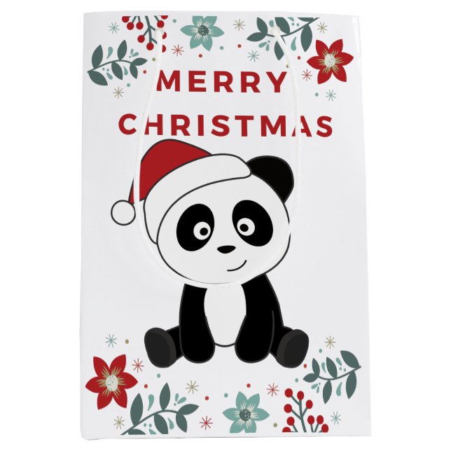 Panda Christmas Snow Winter Animals Pandas Medium  Gift Bag (Front)