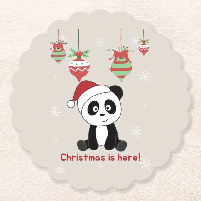 Panda Christmas Snow Winter Animals Pandas Paper C Coaster (Front)